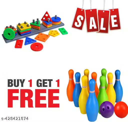 7 Ring Colorful Teddy Rings with Smiley Stacking Play Set Toy for Kids (Multicolor) And With Geometric Shape Sorting & Toy