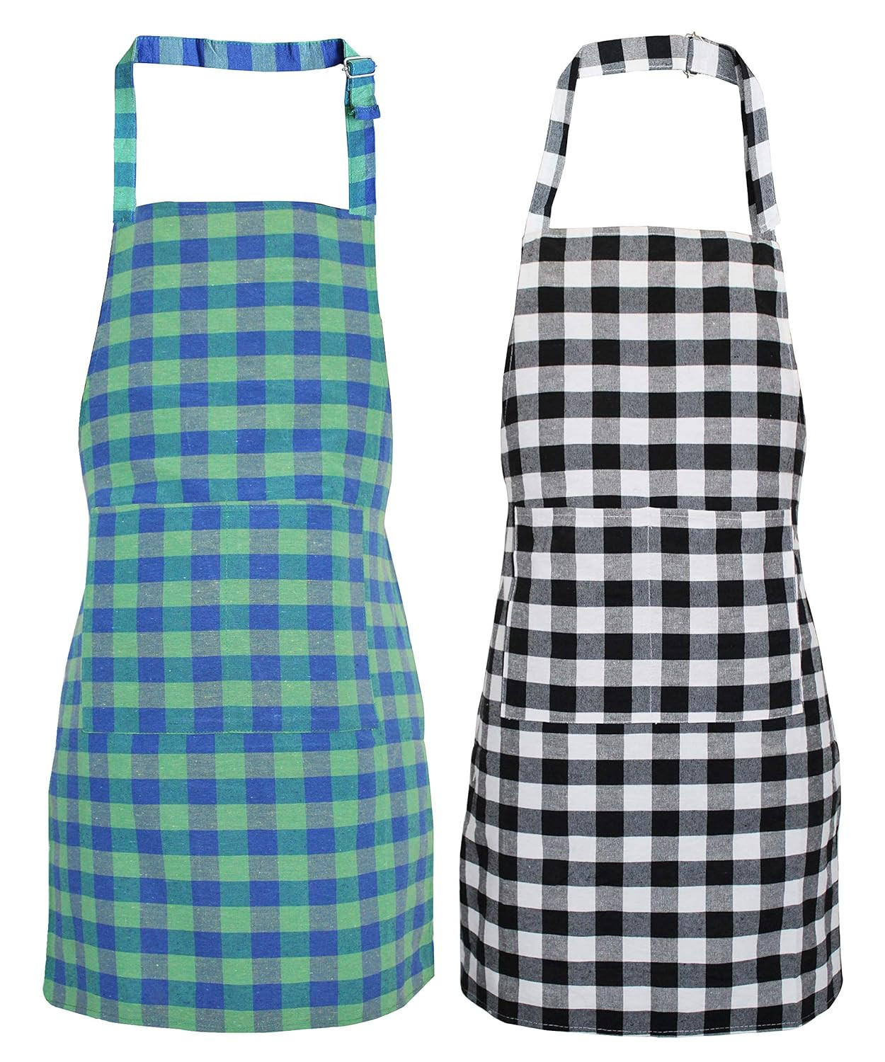 Aprons Mini Check Polyester Fabric Embroidered Pocket Check Design Waterproof Apron